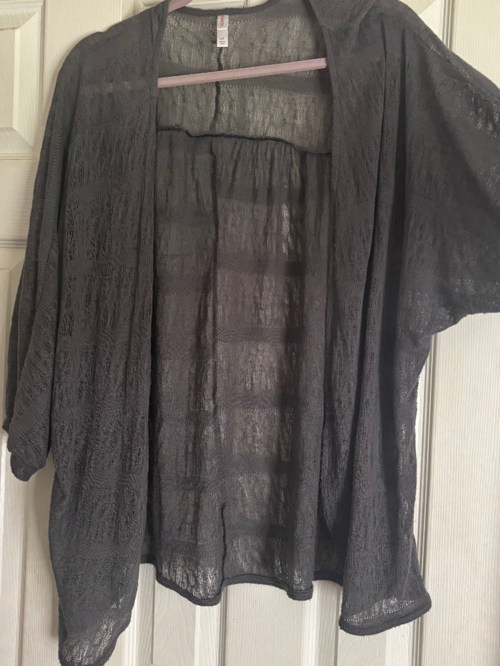Batwing mori kei cardigan, dusty grey half sleeve layering aesthetic coquette